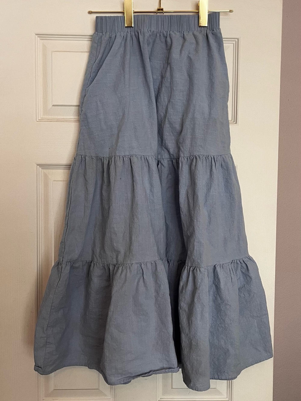 Light Blue Tiered Maxi Skirt - Women